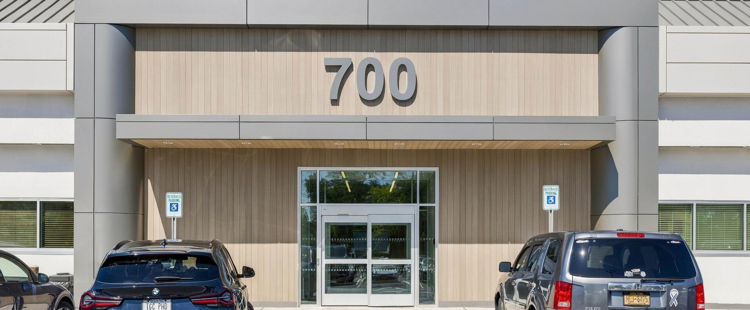 The wood-clad 700 entrance